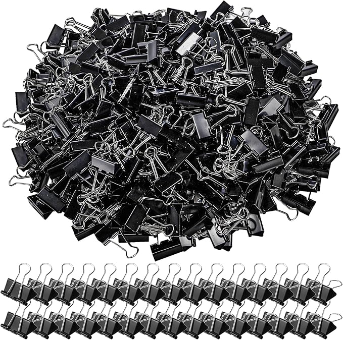 Nagpew 300 Pack Medium Binder Clip, 1-1/4 Inch Metal Black Fold Back Clips, Standard Paperwork Clamp Bulk for School Teacher Student, Business Office Home