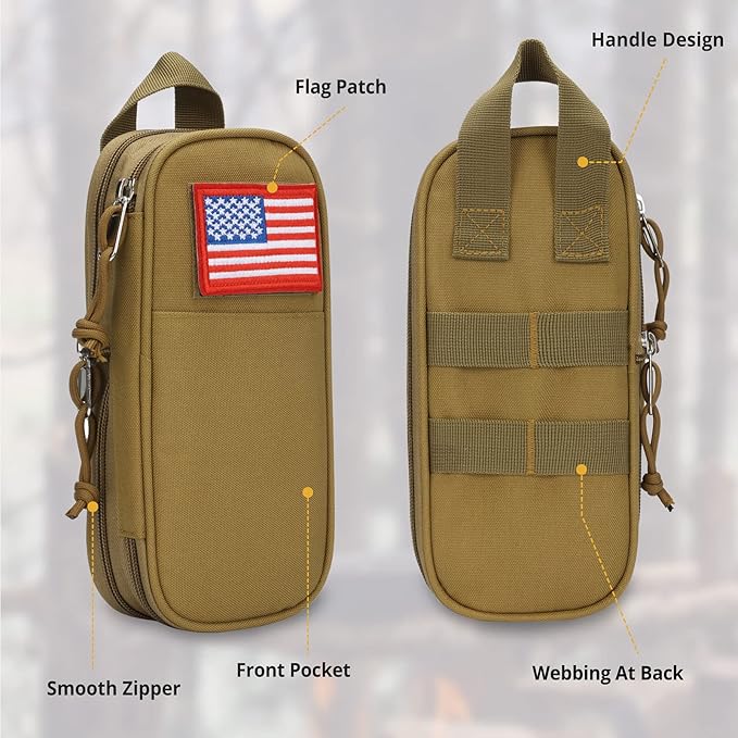 ATRIPACK Pencil Case Big Capacity High Large Storage Tactical Small Tool Pouch Bag Marker Pen Case Stationery Bag Travel Holder School College Office Organizer for Kids Men Women Adult Teens (Brown)