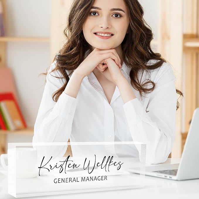 Desk Name Plate Personalized Acrylic Name Plate for Desk, Office Desk Decor for Women & Men, Custom Gifts for Boss, Manager, Teacher, Nurse, Doctor, Lawyer, Employee Appreciation Gifts