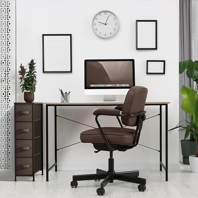 Sorbus Narrow Dresser with 4 Drawers - Vertical Slim Storage Chest of Drawers with Steel Frame, Wood Top & Easy Pull Fabric Bins for Small Spaces, Closets, Bedroom, Bathroom & Laundry (Brown)