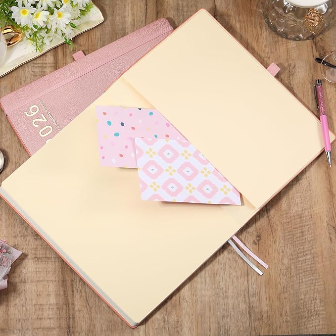 2026 Planner - JAN 2026 - DEC 2026, Planner 8.5" x 11", 2026 planner Weekly and Monthly, Leather Cover planner with Thick Paper, Back Pocket with Notes Pages - Rose Gold