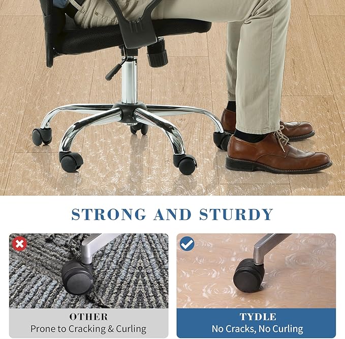 Tydle Chair Mat for Hard Floors, 36" x 48" Office Chair Mat for Hardwood Floors, Non-Slip Vinyl Floor Mat for Gaming Chairs, Hard Floor Protector Computer Under Desk Mat for Home Office (Clear-Rose)