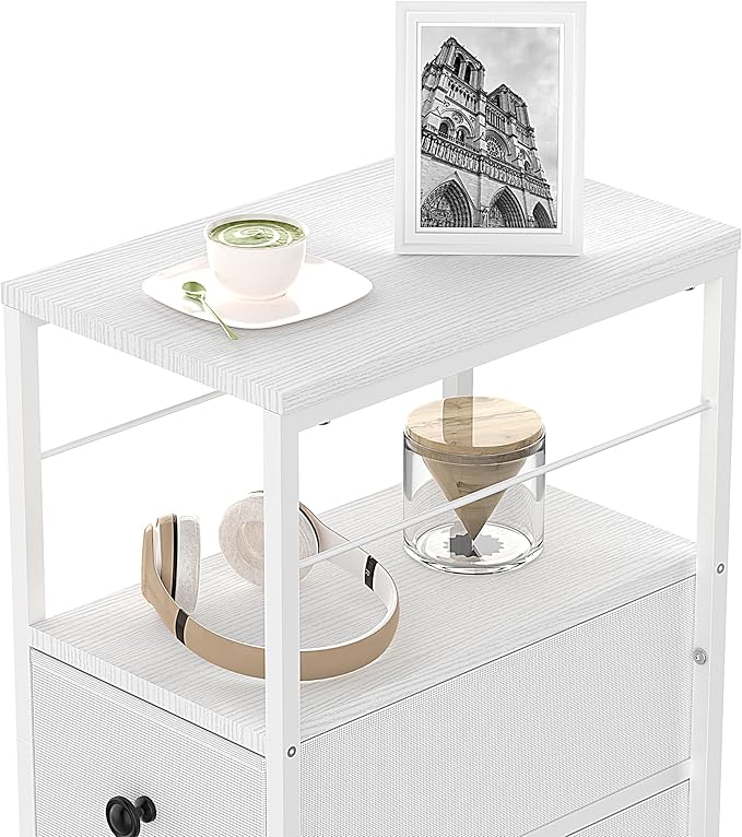 YBING Narrow Storage Cabinet with Drawers, Narrow Dresser, Small Fabric Storage, Slim Dresser for Bedroom, Small Spaces, Laundry, Closet, Bathroom, White