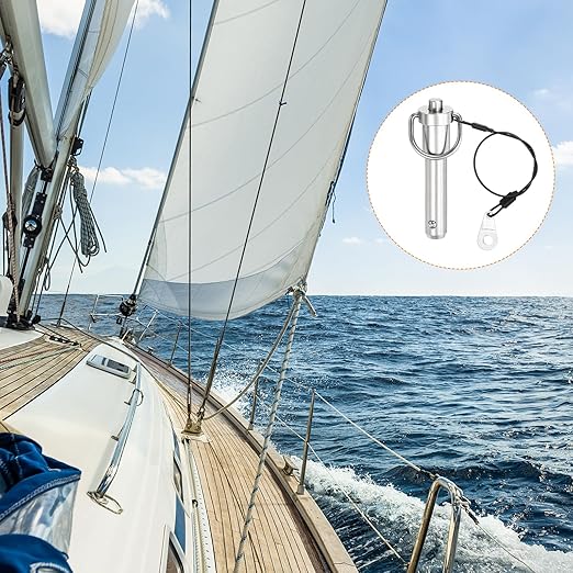 uxcell Ring Quick Release Pin, 1/2" x2-1/2 304 Stainless Steel Ball Lock Pin Push-Button Ring Handle Locking Pin with Wire for Audio Bimini Top Marine, Silver