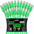 Maximm Cat 6 Ethernet Cable 1.5 ft (20-Pack) - High-Speed LAN Cable, Internet Cable, Patch Cable, and Network Cable - UTP, 10Gbps, 550MHz Ethernet Cord - Green