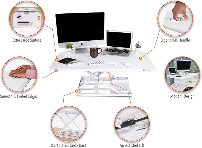 Stand Steady X-Elite Pro | Premier Corner Standing Desk Converter | Extra Large 40 Inch Sit to Stand Workstation | Height Adjustable for Cubicles and L-Shaped Desks (27.25" L x 39.25" W)