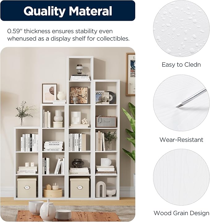 6 Cube Storage Organizer, 2x3 Cube Bookshelf, Cubby Storage Shelf, Wooden Organizer Shelf with Thickened Boards, for Closet Bedroom Home Office Living Room, 36.93" L x 9.37" W x 25.12" H, White