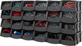 IRIS USA Extra Small Stackable Storage Bins, 24-Pack, 5.5 x 4.5 x 3 inch, |Made in USA|, Plastic Open Front Shelf Bin for Organizing Parts, Hardware, Tools, Supplies, Garage Shelf, Pantry - Black