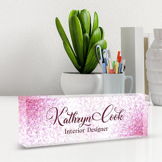 Name Plate for Desk-Personalized Name Plates for Desk-Name Plate Personalized for Office-Gifts for Teacher Boss Employee Appreciation Office Desk Decor (pink diamond), MYDZBJMT1009