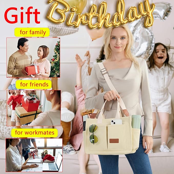 Canvas Tote Bag for Women,Women's Bags Crossbody Bags Work Laptop Tote Bag Large Handbags Purse for Travel Nurse Teacher