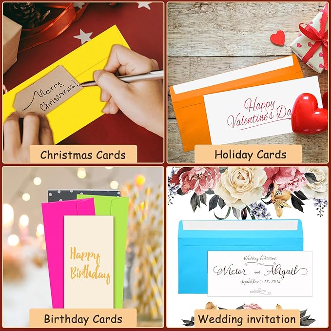 500 Pcs #10 Colored Envelopes Letter Size Business Envelopes Neon Adhesive Standard for Office Check Invoices Letters Letterhead Invitations Announcements 4-1/8 x 9-1/2''(Neon Color)