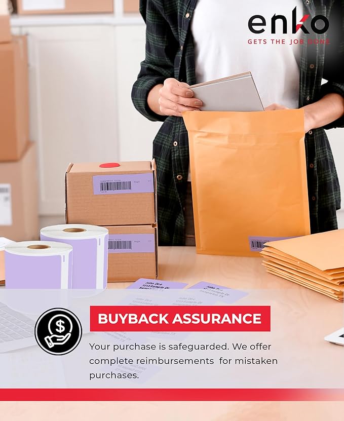 enKo [6 Rolls, 1800 Direct Thermal Labels] Lavender Colored Compatible for Dymo 30256 Label (2-5/16 x 4") Use with Dymo, Rollo Thermal Printer as Shipping & Mailing Labels
