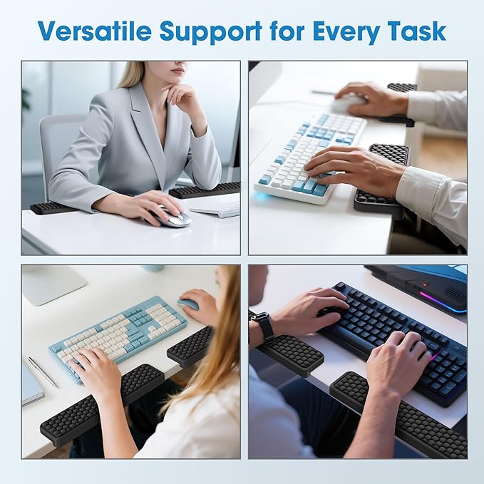 MEKASS L-Shaped Desk Elbow Pad for Desk, Memory Foam Elbow Support Padding with Non-Slip, 2-Piece Ergonomic Desk Edge Cushion, Wrist Comfort Support for Office Home (Honeycomb Texture)