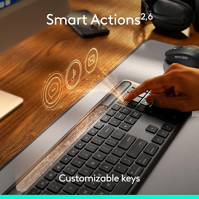 Logitech Signature Slim Solar+ Wireless Bluetooth Keyboard K980 for Mac, Solar and Artificial Light Powered, Up to 10 Years Battery Life, Customizable Keys - Graphite