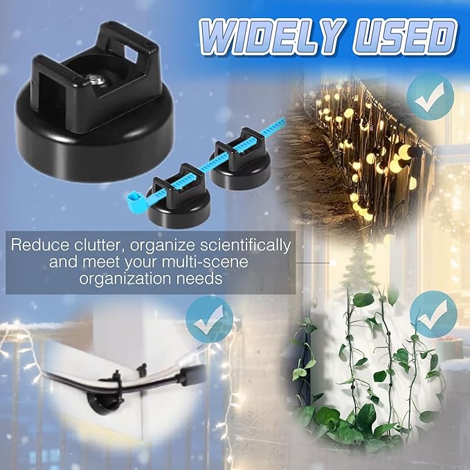 20 Pcs Magnetic Cable Zip Tie Mounts with Duty Zip | Multipurpose Magnetic Cable Holder for Cable Management | Includes Adhesive Tabs for Non-metal Surfaces, Suitable for Walls, Tables and Cars