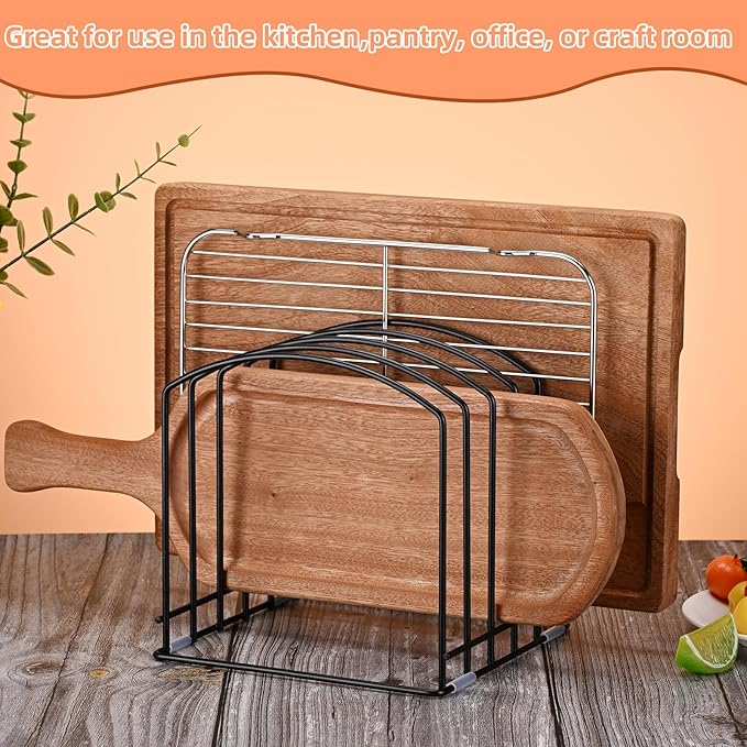 5-Slot (One Size Slot) Cutting Board Organizer, Bakeware Organizer, and Kitchen Cabinet Organizer for Baking Trays and Cookie Sheets - Black - 1pc