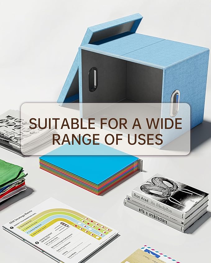 Oterri File Organizer, File Box, File Cabinet for Letter File Folder Storage, Portable Storage Bins with Lids for Office/Decor/Home,Document Organizer, 1 Pack,Sky-blue-Box Only