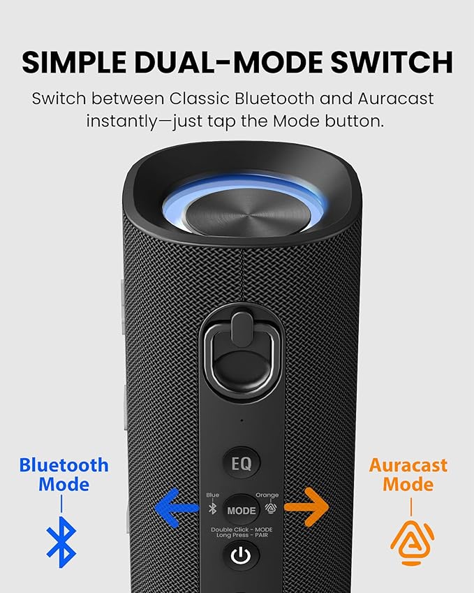 Avantree Harmony A1 – Auracast Multi-Room Wireless Speaker with 100 m Coverage, 3 EQ Stereo Sound, Expandable System, Easy Setup, Bluetooth/Opt/AUX Input for Music, Parties & House Gatherings