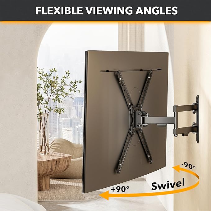 CondoMounts TVA8044 Full Motion TV Wall Mount for 13"–55" Screens | Articulating TV Wall Mount with Swivel Arm | Max VESA 400x400mm, Holds 55lbs | Black