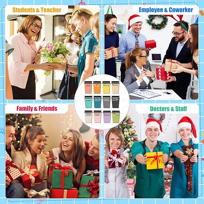 24 Sets Employee Appreciation Gifts Bulk Coffee Cup Sticky Notes with Inspirational Pens, Funny Notepads Motivational Ballpoint Pen Christmas Gifts for Coworker Teacher Nurse Office Supplies