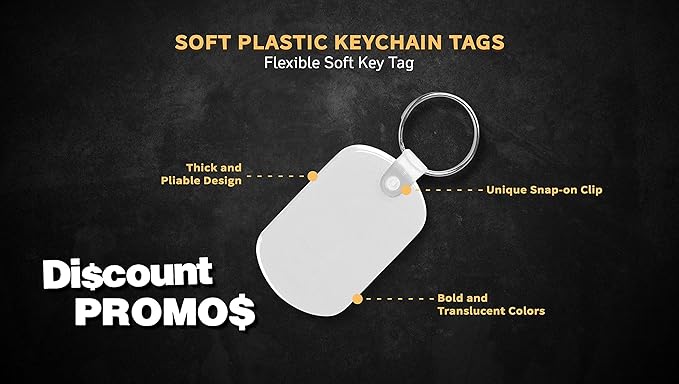 Tag Soft Plastic Keychains - 10 pack -Small Key Tag Chain For Staying Organized - Rubber Key Ring Keychain – White