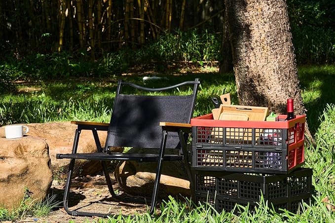 3-Pack Plastic Collapsible Storage Crates-30L,Foldable Plastic Crates for Storage (Black)
