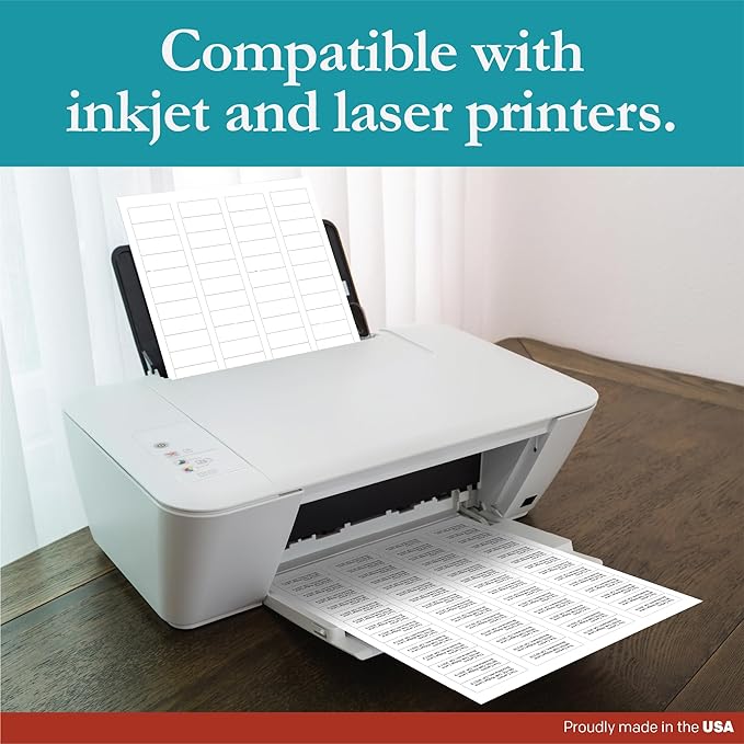Premium Label Supply White Sticker Return Address Labels – 1-3/4" x 2/3" – Laser/Inkjet Compatible – (60 per Sheet), 500 Sheets – 30,000 Total Adhesive Labels