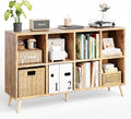 8-Cube Bookshelf 2 Tier Retro Bookcase with Legs, 11in Shelf Opening, 47" Wood Bookshelves Storage Organizer Shelf, Freestanding Open Book Shelves for Bedroom Living Room Office, Rustic Brown