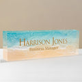 Personalized Name Plate for Desk, Custom Desk Name Plate, Acrylic Name Plate Office Desk Accessories, Personalized Office Gifts for Coworkers Teachers, Employee Appreciation Gifts (B-Beach)