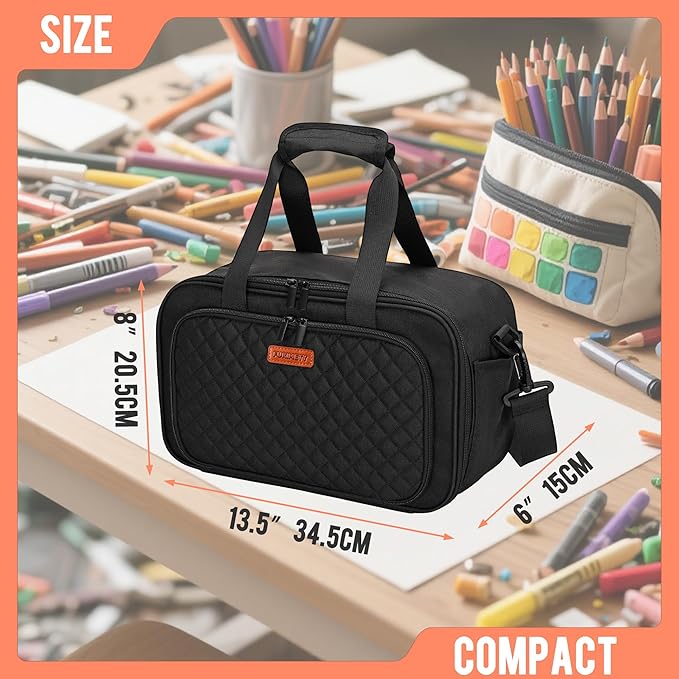 Marker Organizer Case with Shoulder Strap for 180-300 Markers, Large Marker Organizer Bag with Detachable Divider for Adults, Marker Travel Holder Case Bag for Various Markers, Black