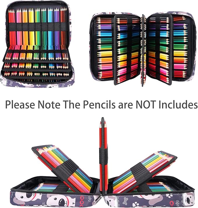 BOMKEE Coloring Pencil Case 220 Slots Pencils/Gel Pens Organizer Waterproof Travel Case Zipper Carrying Portable Pencil Markers Pen Holder Bag for Painter Writers
