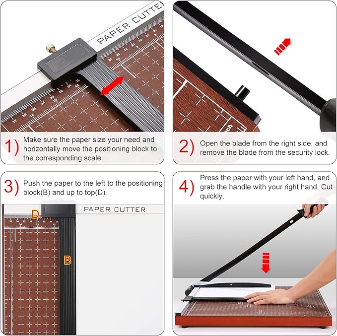 Paper Cutter Heavy Duty 18" Cut Length Professional Large Paper Cutter 12-Sheet Capacity Guillotine Paper Cutter for Cardstock, Safety, Efficience, Wide Use for Office, School, Home (A2-A7)