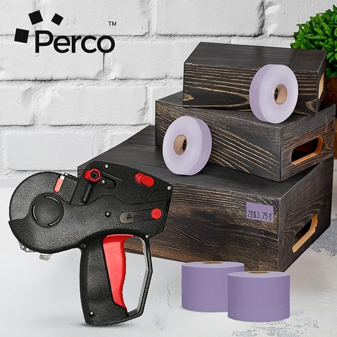 Perco Lavender Pricing Labels for Monarch 1131 Price Gun, 3 Sleeves - Pack of 24 Rolls - 60,000 Price Marking Labels with Ink Rolls Included