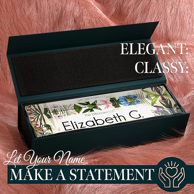 Desk Name Plate Personalized, Custom Name Plates, 2½/x8 Inches, Thick Crystal-Clear Acrylic, Gift Box, Office Desk Decor. USA Made by ACRYLUXE (Urbana)