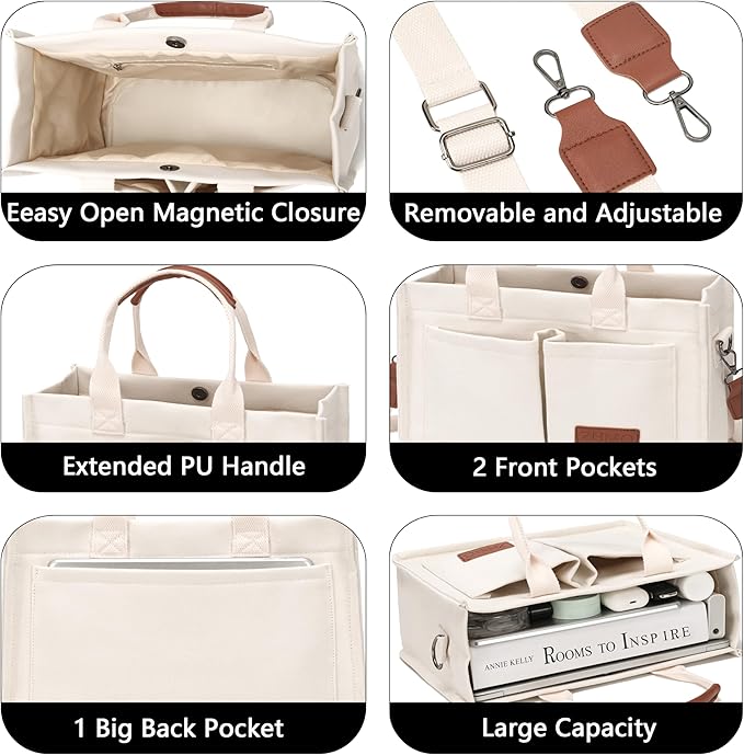 Canvas Tote Bag for Women,Women's Bags Crossbody Bags Work Laptop Tote Bag Large Handbags Purse for Travel Nurse Teacher
