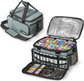 ORKELS Craft Paint and Marker Organizer, Acrylic Paint Storage Bag with Brush and Bottle Holders, Large Marker Carrying Case for Artists (Gray)