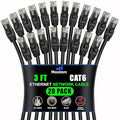 Maximm Cat 6 Ethernet Cable 3 ft (20-Pack) - High-Speed LAN Cable, Internet Cable, Patch Cable, and Network Cable - UTP, 10Gbps, 550MHz Ethernet Cord - Black