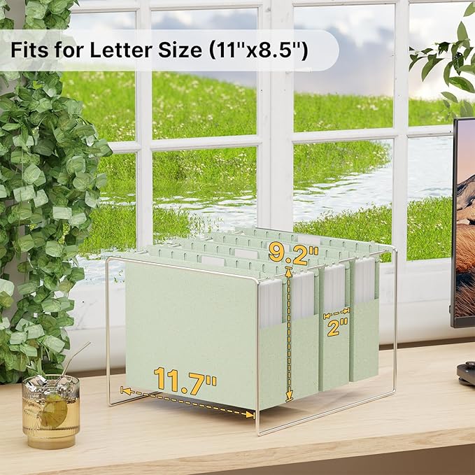 Wheat Straw Plastic Hanging File Folders Letter Size,Heavy Duty 2 Inch Expansion,12 Pack Extra Capacity Hang Folders for Filing Cabinet,File Organizer with Insertable Tabs(Morandi Green)