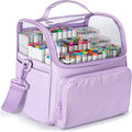 Large Marker Organizer Case for 180 Markers, Marker Storage Bag for Markers, Paint Brushes, Colored Pencils or Other Art Supplies with Dividers and Shoulder Strap (Purple)