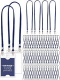 Patelai 100 Pack Double Clip Lanyards Bulk Face Mask Lanyard Twist Free 2 Hook Design Adjustable Badge Neck Strap for ID Name Badge Holder School Conference Office Class Essential (Navy Blue)