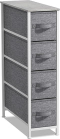 Sorbus Narrow Dresser with 4 Drawers - Vertical Slim Storage Chest of Drawers with Steel Frame, Wood Top & Easy Pull Fabric Bins for Small Spaces, Closets, Bedroom, Bathroom & Laundry (Gray)