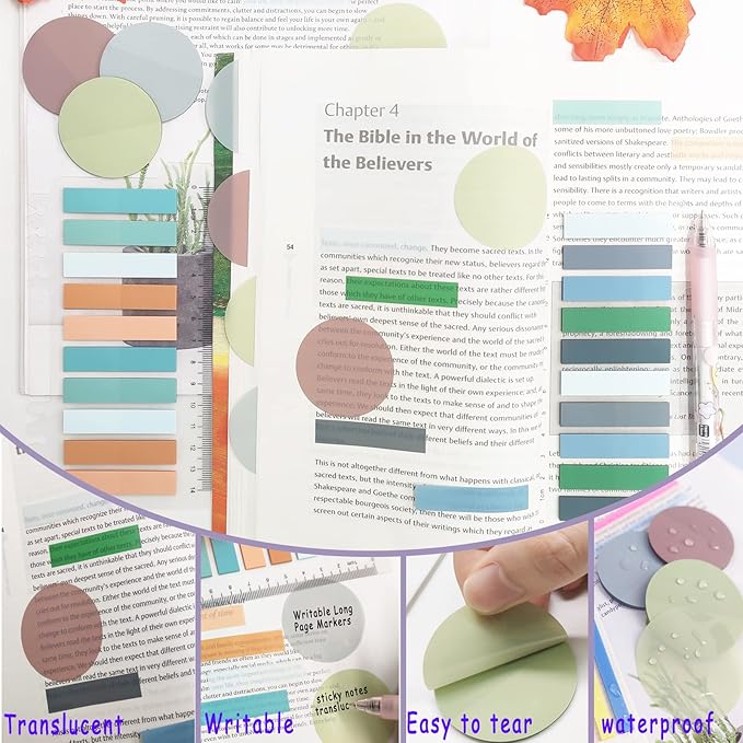 Potanro Sticky Notes 1750Pcs Sticky Tabs Transparent Book Tabs, Round Clear Sticky Notes Repositionable Color Page Markers Bible Tabs for Office Supplies and Aesthetic Bible Supplies