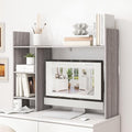 Desktop Bookshelf, Wooden Desk Hutch for Computer Monitor Up to 27'' with 3 Open Storage Shelves, Large 4-Tier Desk Organizer for Dorm Office Home, Wash Grey