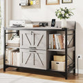 44" File Cabinet, Lateral Filing Cabinet for Home Office with 2 Drawers, Office Storage Cabinet with Lock and Key, Wooden Printer Stand with 4 Storage Shelves and Power Outlets