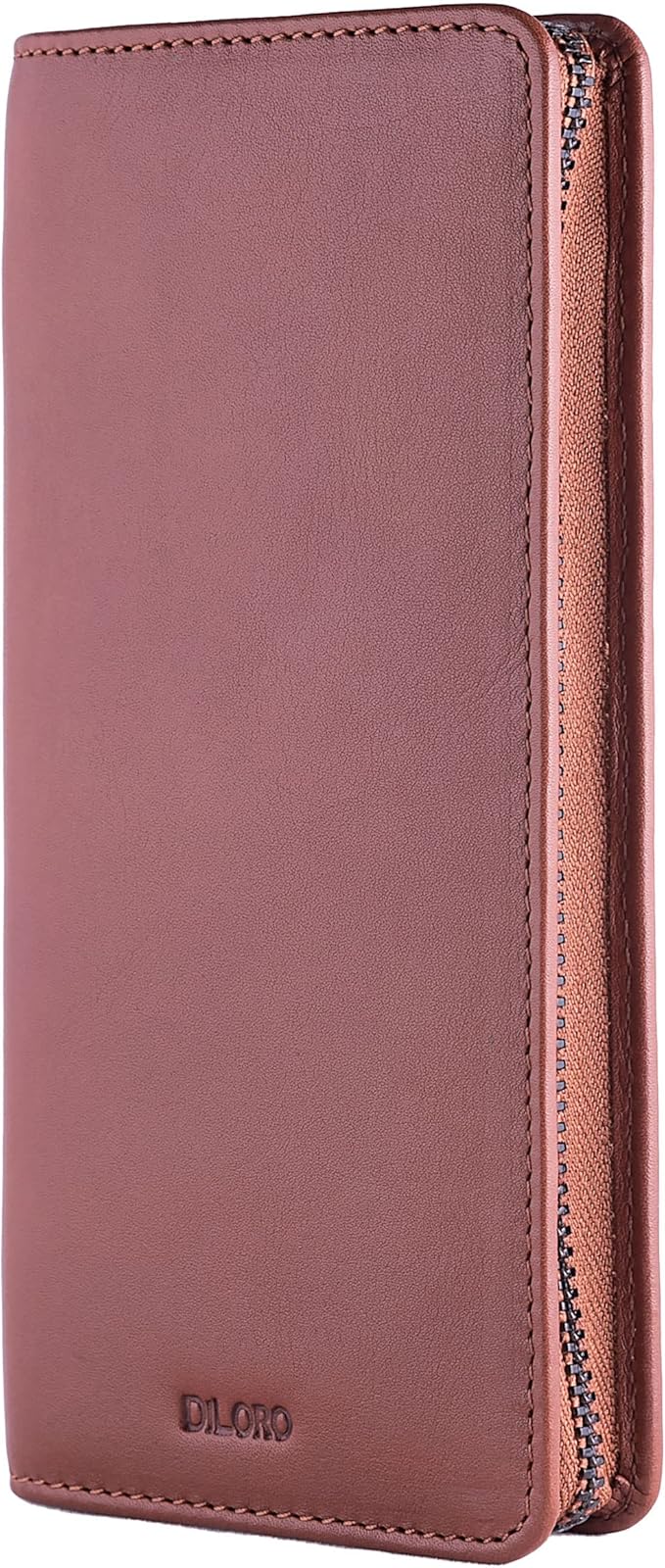 DiLoro Leather Zippered Triple or Quad Pen Case Pencil Pouch Holder for Three or Four Fountain Ballpoint Rollerball Pens or Glasses (Nappa Bugatti)
