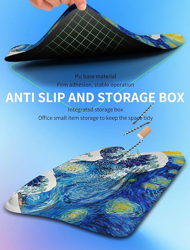 Ergonomic Wave Wrist Rest with Keyboard Stand, Cushioned Palm Rest, Comfortable Integrated Memory Foam for Natural Typing and Relieve Wrist Pain, Starry Night Waves