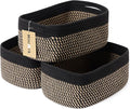 Small Storage Baskets for Organizing | Closet Organizer Bins | Shelf Toy Basket | Woven Rope Baskets | Cube Decorative Box | Shallow Basket | 13x8.5x5.1” | 3 Packs Black Brown