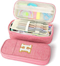 Large Capacity Pink Pencil Case, Cute Pencil Case Pencil Pouch with Zipper For Girls Women, Expandable Preppy Pencil Bag Large Storage High Capacity Bag Organizer for School Home Office Supplies, H