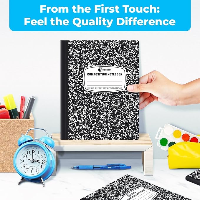 Rosmonde 5000 Pack (Pallet) Composition Notebook Bulk, College Ruled Sheets, 100 Sheets (200 Pages), 9-3/4 x 7-1/2, Bulk Supplies for Schools, Black Marble Notebooks, 4-7 Days Transit