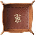 USA Handmade Premium Leather Valet Tray, Folds Flat! Dice Rolling Basket and Organizer with Brass Rivets (Chestnut, Mini)